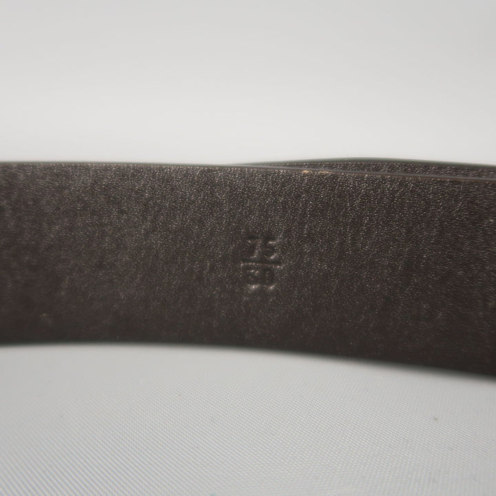 PRADA Tan Leather Silver Rectangle Buckle Belt