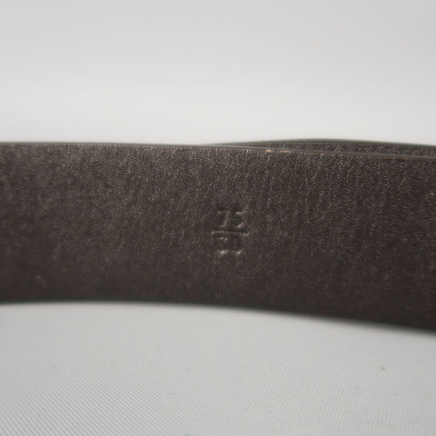 PRADA Tan Leather Silver Rectangle Buckle Belt