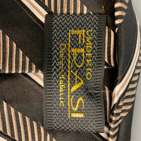 UMBERTO FRASI Brown Stripe Silk Tie