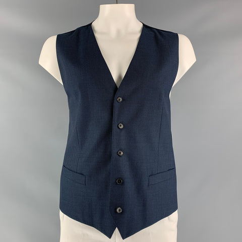 DOLCE & GABBANA  Size 46 Nailhead Wool Buttoned Navy Vest