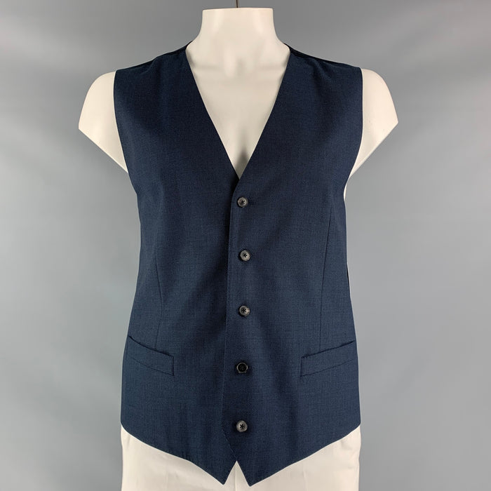 DOLCE &amp; GABBANA Talla 46 Chaleco azul marino con botones de lana con cabeza de clavo