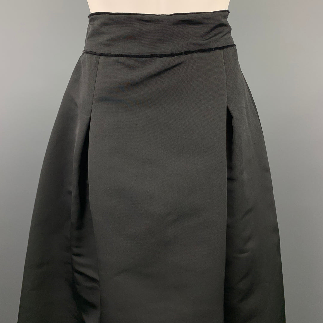 HEIDI WEISEL Size 10 Black Pleated Tafeta Silk Pleated Evening Skirt