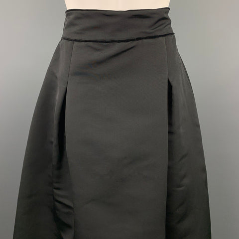 HEIDI WEISEL Size 10 Black Pleated Tafeta Silk Pleated Evening Skirt
