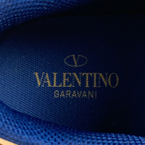 VALENTINO Size 12 Blue Multi-Color Camo Leather Rockrunner Sneakers