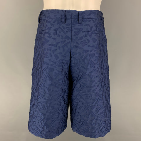FENDI FW Capsule 2022 Size 32 Blue 3D Fragment Wool Bermuda Shorts