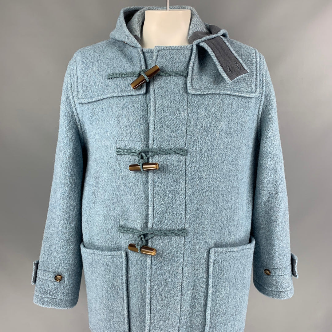 MARC JACOBS x GLOVERBALL Size XL Light Blue Wool Toggle Closure Duffle Coat