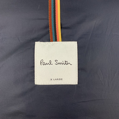 PAUL SMITH Size XL Navy & Green Plaid Wool / Cashmere Down Filled Jacket