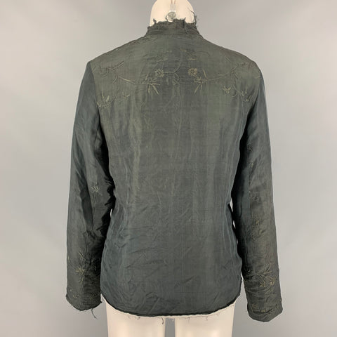 BY WALID Size M Dark Gray Silk Embroidered Jacket