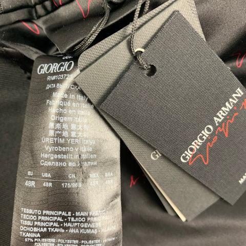 GIORGIO ARMANI Size 38 Black Textured Polyester Blend Sport Coat