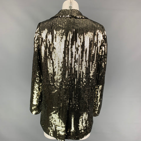 ALICE + OLIVIA Taille M Blazer à col châle en viscose doré