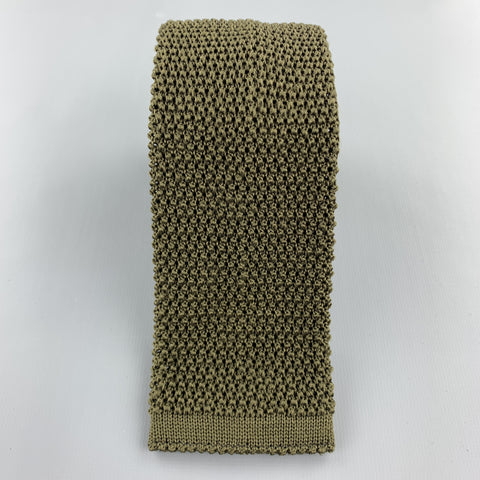 ANDERSON & SHEPPARD Olive Green Silk Textured Knit Tie