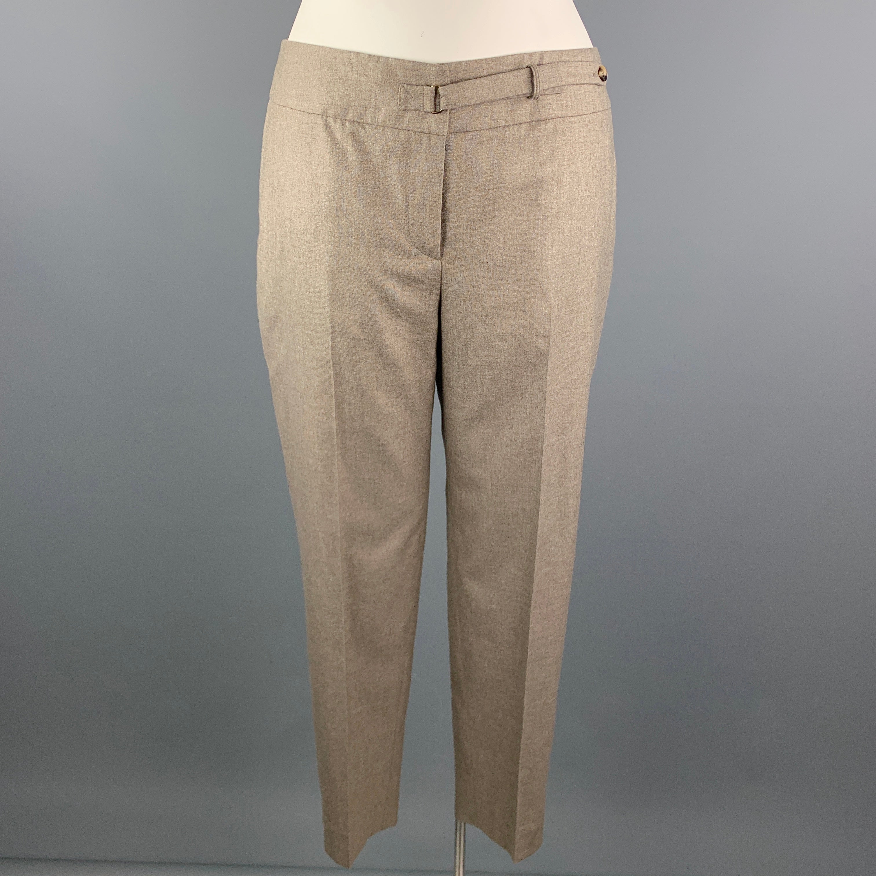 GIORGIO ARMANI Size 14 Taupe Silk Cashmere Front Tab Dress Pants