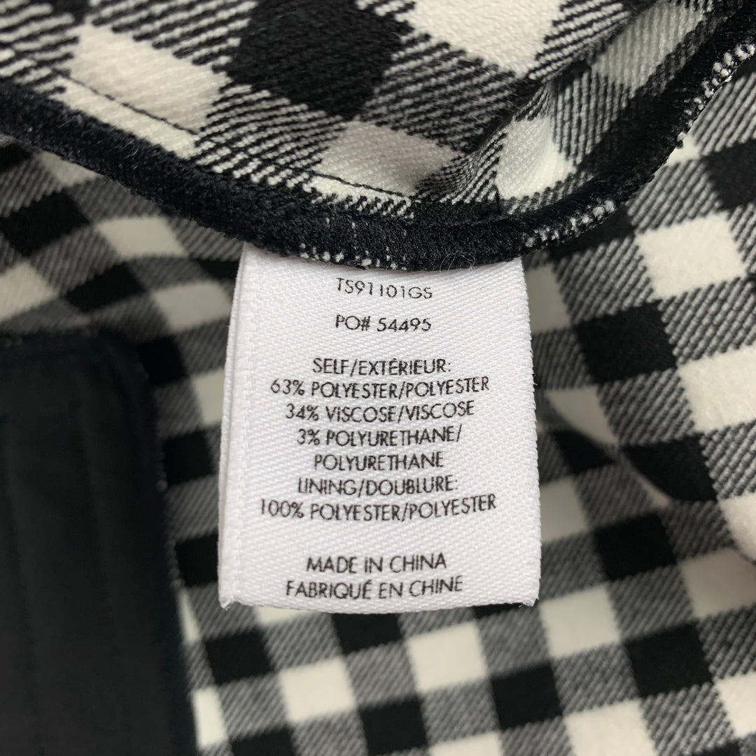 DEREK LAM Size 6 Black White Polyester Blend Gingham Casual Pants