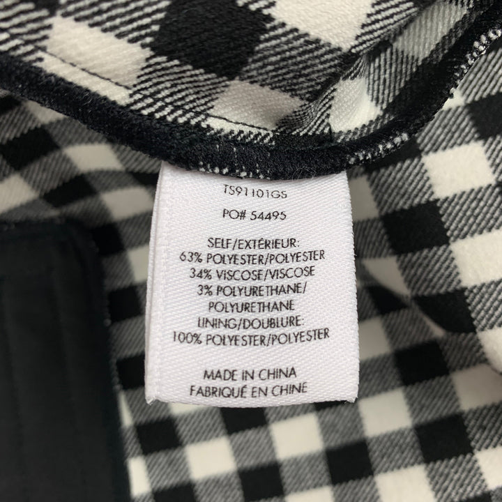 DEREK LAM Size 6 Black White Polyester Blend Gingham Casual Pants