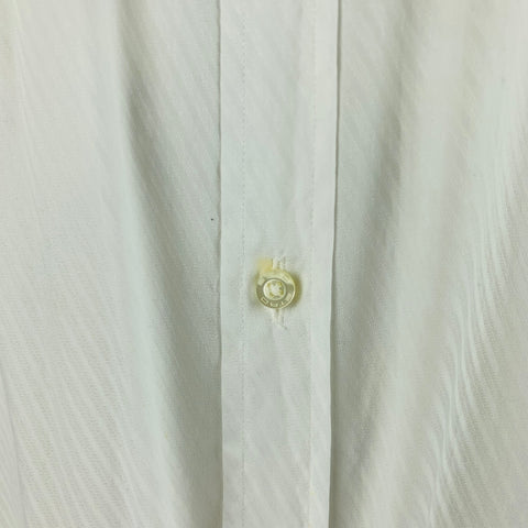 ETRO Size L White Black Diagonal Stripe Cotton Button Up Long Sleeve Shirt