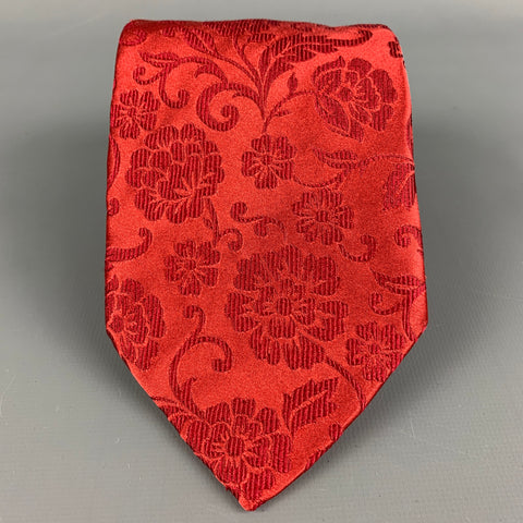 DOLCE & GABBANA Red Floral Brocade Tie