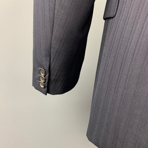 PRADA Size 38 Regular Navy Stripe Wool Blend Notch Lapel Suit