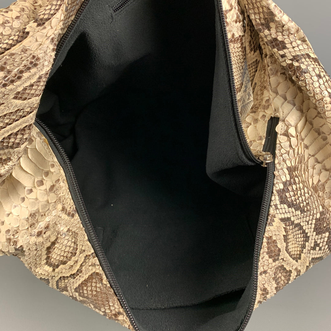 NO BRAND Beige Brown Snake Skin Hobo Handbag