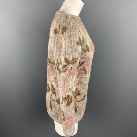 KENZO Jersey Cuello Barco De Lana Floral De Punto Gris Talla S