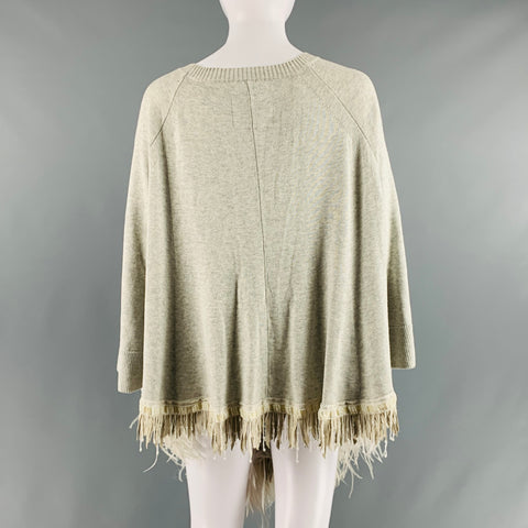 SACAI Size L Grey Cotton Cashmere Heather 3/4 Sleeves Pullover
