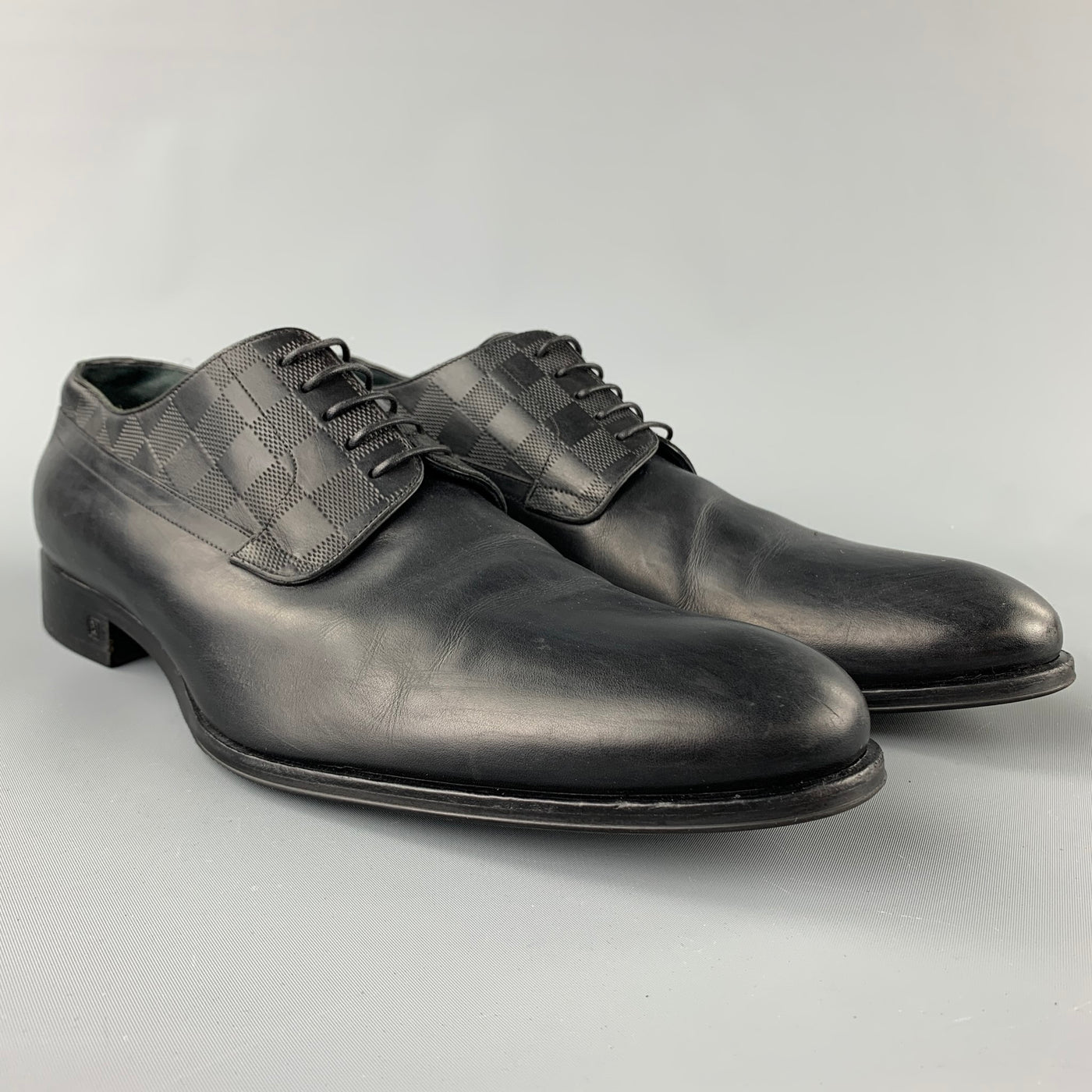 NEW Louis Vuitton Men Formal Derby Black Leather Dress Shoes Size