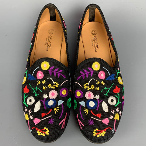 DEL TORO Size 11 Multi-Color Canvas Embroidered Flats