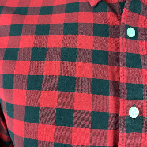 J.CREW Size L Red Black Checkered Cotton One pocket Long Sleeve Shirt