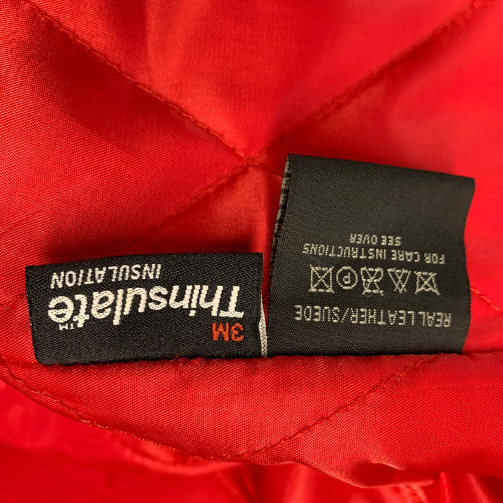 LEATHER CULT Talla M Chaqueta de cuero de materiales mixtos Rojo Marrón