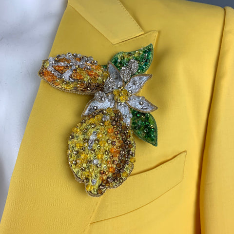 DOLCE &amp; GABBANA Taille 44 Manteau de sport à revers en laine jaune