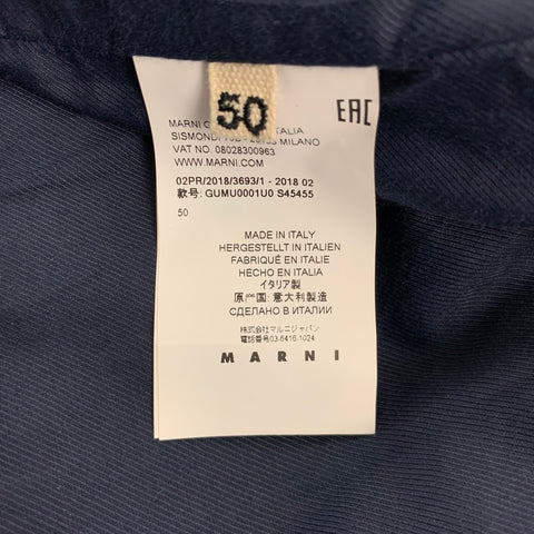 MARNI Talla 40 Abrigo deportivo de lana azul marino con solapa de muesca