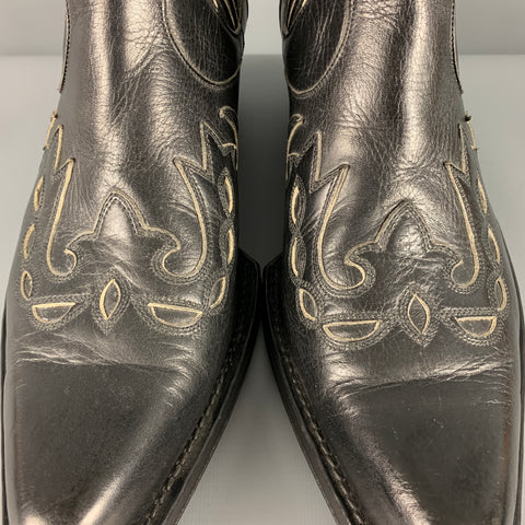 CALVIN KLEIN 205W39NYC Taille 12 Bottes à enfiler en cuir brodé noir