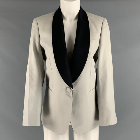 STELLA McCARTNEY Taille 8 Blazer de smoking en soie noir argenté