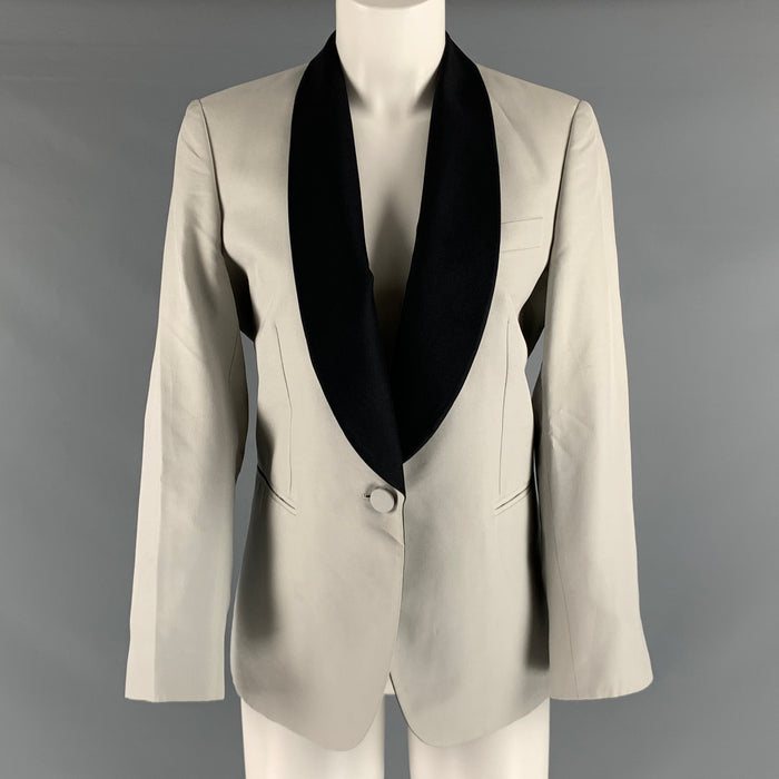 STELLA McCARTNEY Size 8 Silver Black Silk Tuxedo  Blazer