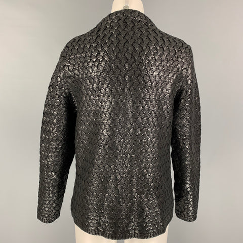 MARC JACOBS Talla 10 Chaqueta floral de poliéster de lana negra plateada