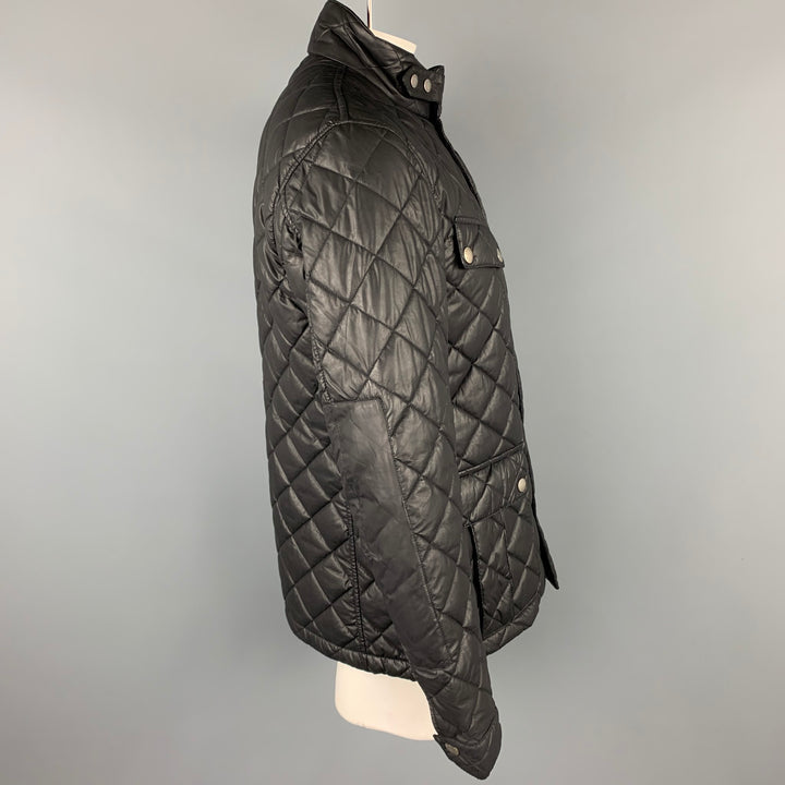 BARBOUR x Steve McQueen Collection Taille L Veste en polyester matelassé noir avec fermeture éclair et boutons-pression