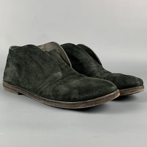 MARSELL Size 7 Black Suede Distressed Flats