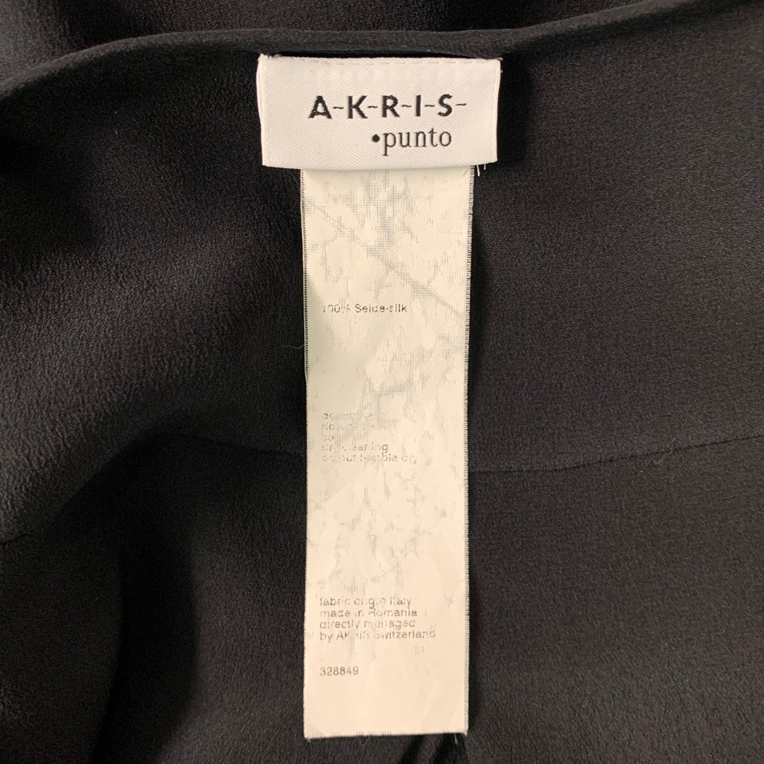 AKRIS PUNTO Size 4 Black Silk Solid Blouse