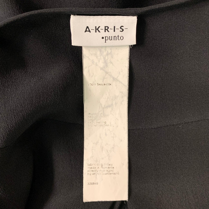AKRIS PUNTO Size 4 Black Silk Solid Blouse
