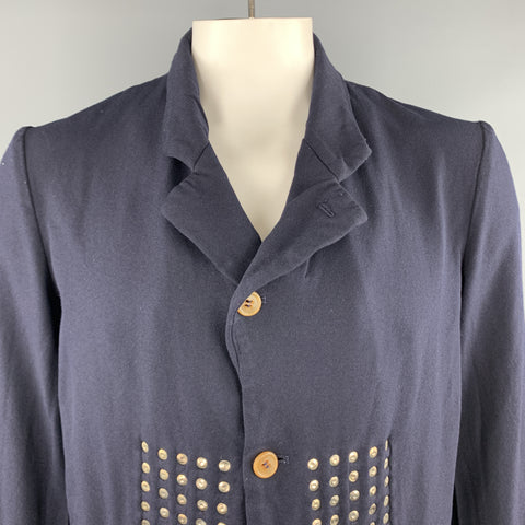 COMME des GARCONS HOMME PLUS EVERGREEN Size L Navy Reverse Studded Blazer Jacket