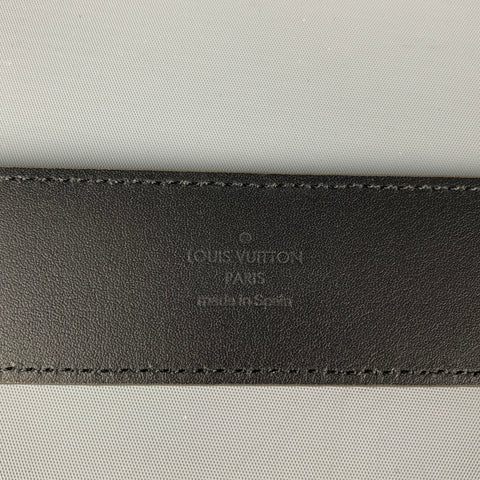 LOUIS VUITTON Size 34 Taupe Checkered Leather Belt