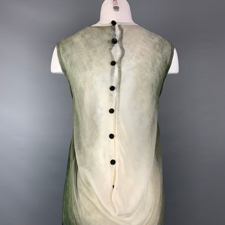 ANN DEMEULEMEESTER Taille 6 Robe modale / cachemire ombré vert et blanc