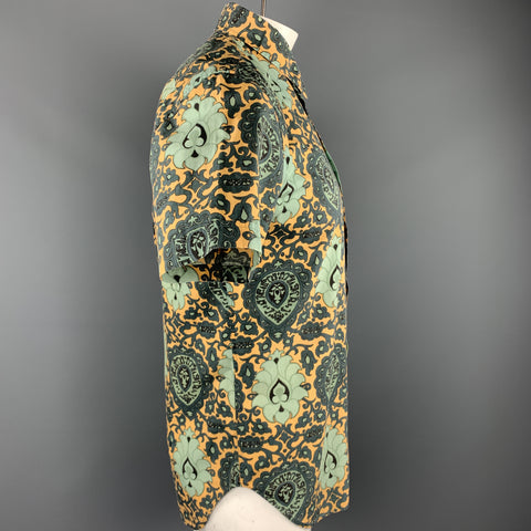 PS by PAUL SMITH Size M Green & Yellow Print Cotton Button Up Short Sleeve Shirt