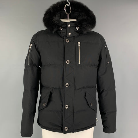 MOOSE KNUCKLES Size L Black Cotton Nylon Padded Coat