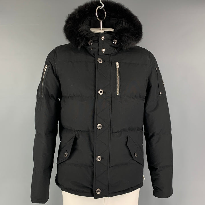 MOOSE KNUCKLES Size L Black Cotton Nylon Padded Coat