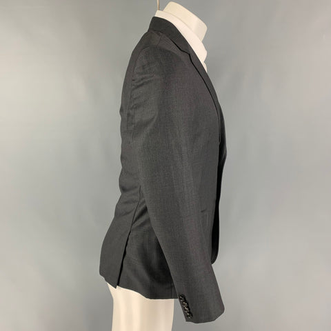 BAND OF OUTSIDERS Size 38 Charcoal Black Grid Wool Notch Lapel Sport Coat