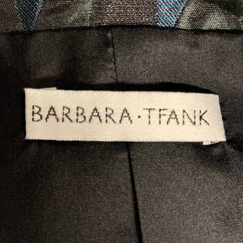 BARBARA TFANK Size 4 Black Blue Jacquard Cropped Jacket