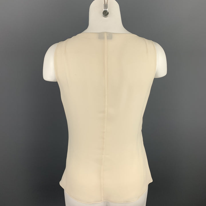AKRIS Size 6 Cream Chiffon Silk Sleeveless Blouse