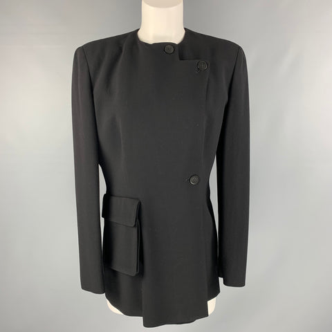 GIORGIO ARMANI Chaqueta talla 6 de lana negra lisa con botonadura única