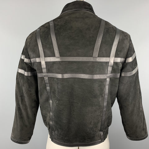 WILKES BASHFORD Size 38 Black Mixed Materials Leather Zip Up Jacket