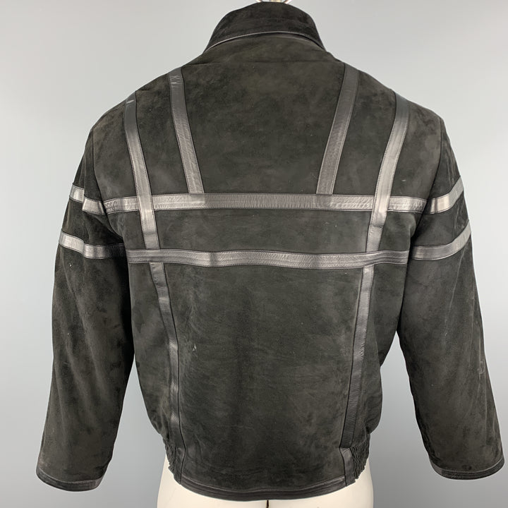 WILKES BASHFORD Taille 38 Veste zippée en cuir noir à matériaux mélangés